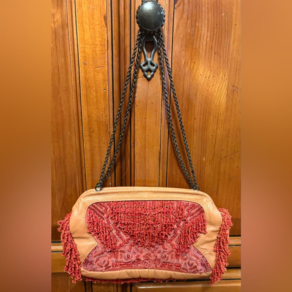 🌺JAMIN PUECH Rare Vintage French Embroidered & Beaded Clutch W/Double Handles.